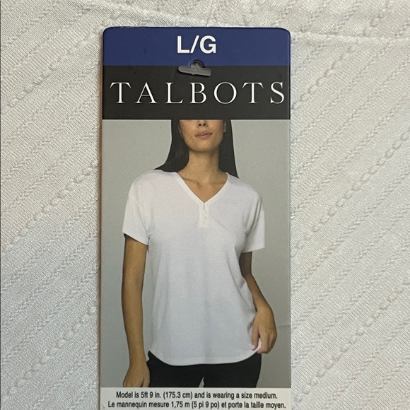 NWT Talbots Women's White Short Sleeve Top sz L - Picture 2 of 7